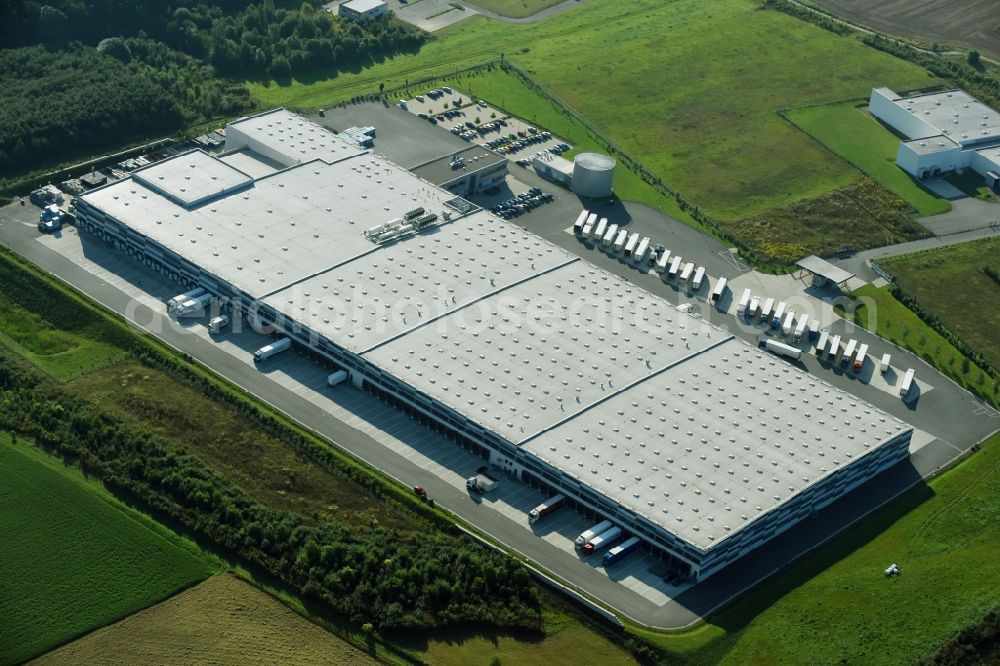 Aerial photograph Gera - Building complex and grounds of the logistics center of Lidl GmbH & Co. KG in the district Trebnitz in Gera in the state Thuringia, Germany