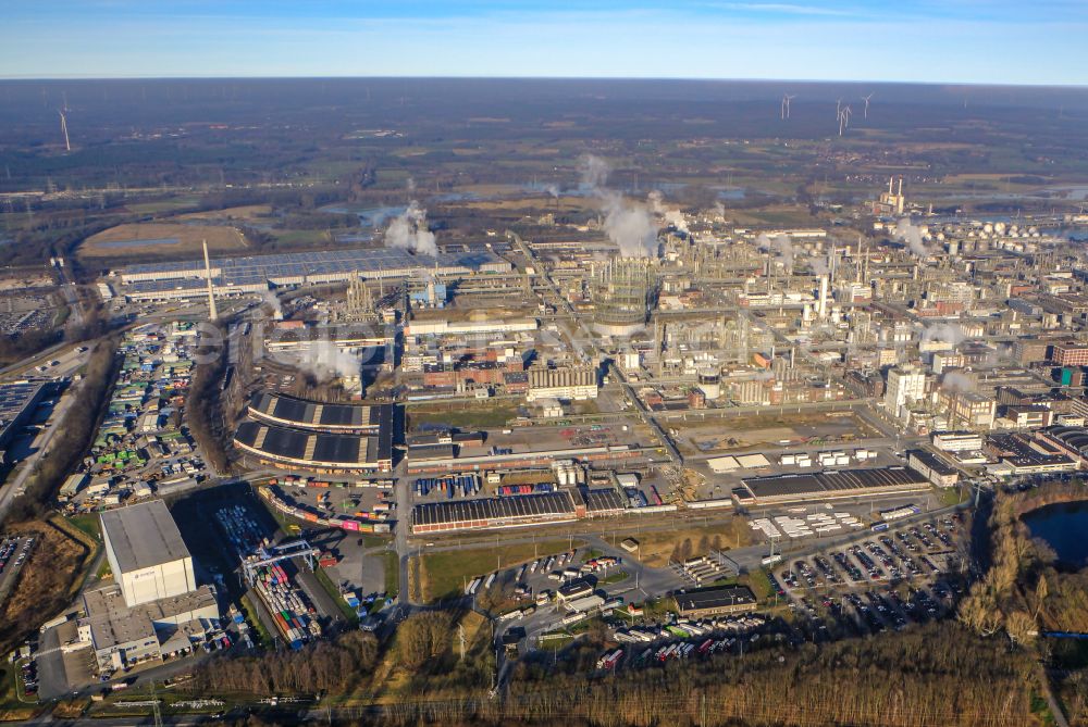 Marl from the bird's eye view: Building complex and grounds of the logistics center Metro Central Logistic in Marl in the state North Rhine-Westphalia, Germany