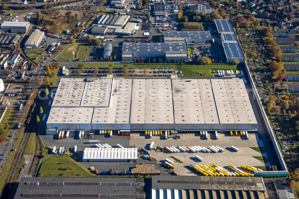 Aerial photograph Hamm - Building complex and grounds of the logistics center MGL Metro Group in Hamm at Ruhrgebiet in the state North Rhine-Westphalia, Germany