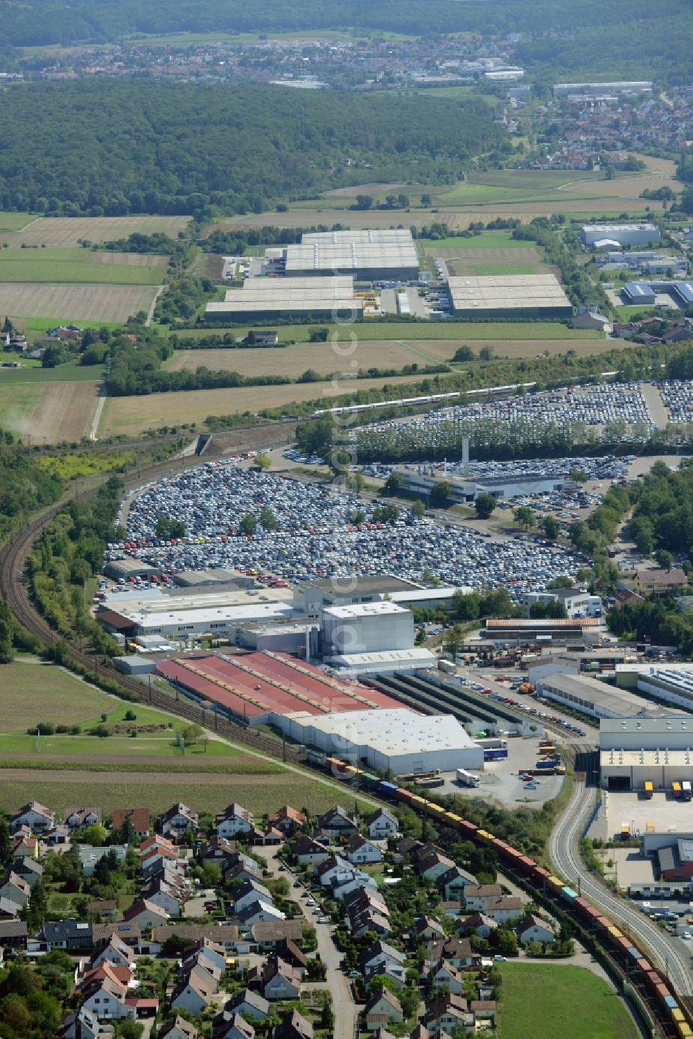 Illingen from above - Building complex and grounds of the logistics center Mosolf Horst GmbH & Co. KG on Wilhelmstrasse in Illingen in the state Baden-Wuerttemberg