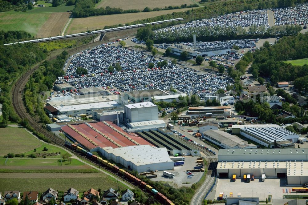 Aerial image Illingen - Building complex and grounds of the logistics center Mosolf Horst GmbH & Co. KG on Wilhelmstrasse in Illingen in the state Baden-Wuerttemberg