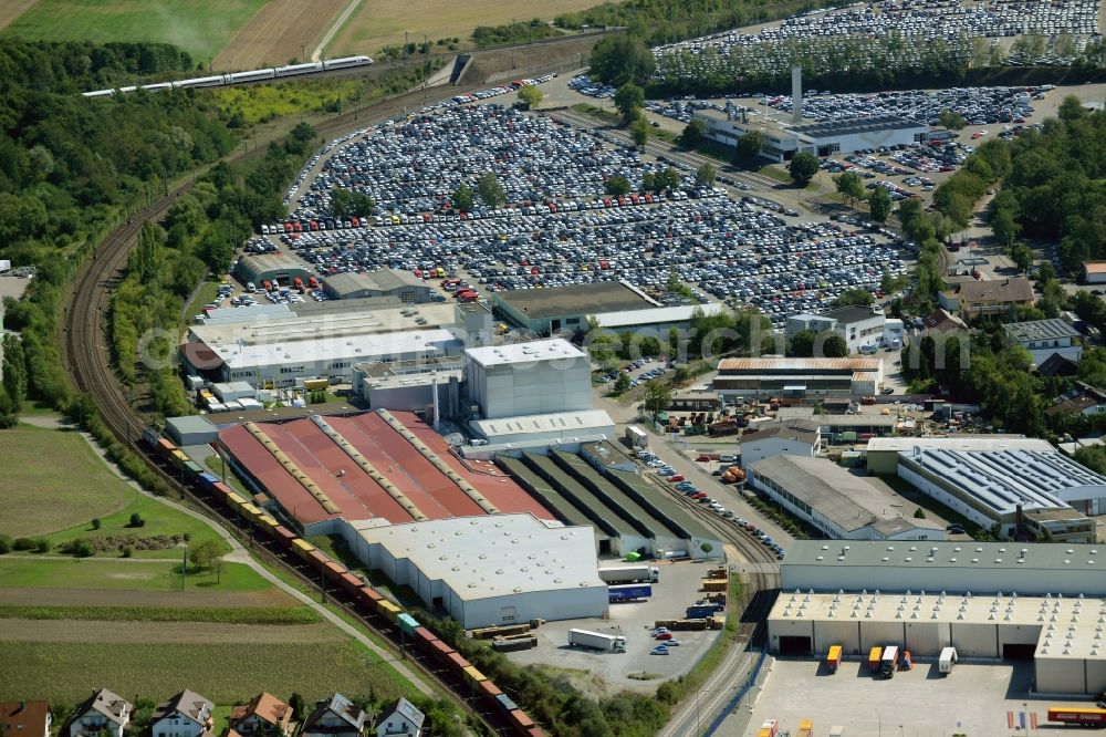 Aerial photograph Illingen - Building complex and grounds of the logistics center Mosolf Horst GmbH & Co. KG on Wilhelmstrasse in Illingen in the state Baden-Wuerttemberg