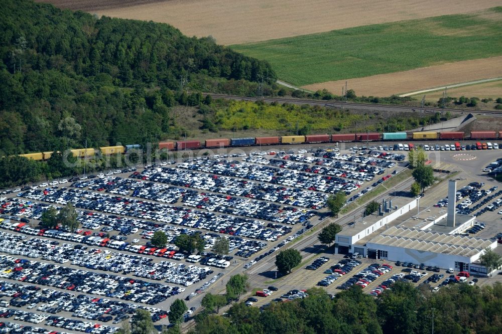 Illingen from above - Building complex and grounds of the logistics center Mosolf Horst GmbH & Co. KG on Wilhelmstrasse in Illingen in the state Baden-Wuerttemberg