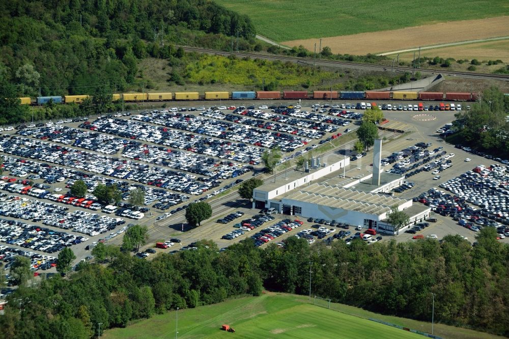 Aerial photograph Illingen - Building complex and grounds of the logistics center Mosolf Horst GmbH & Co. KG on Wilhelmstrasse in Illingen in the state Baden-Wuerttemberg