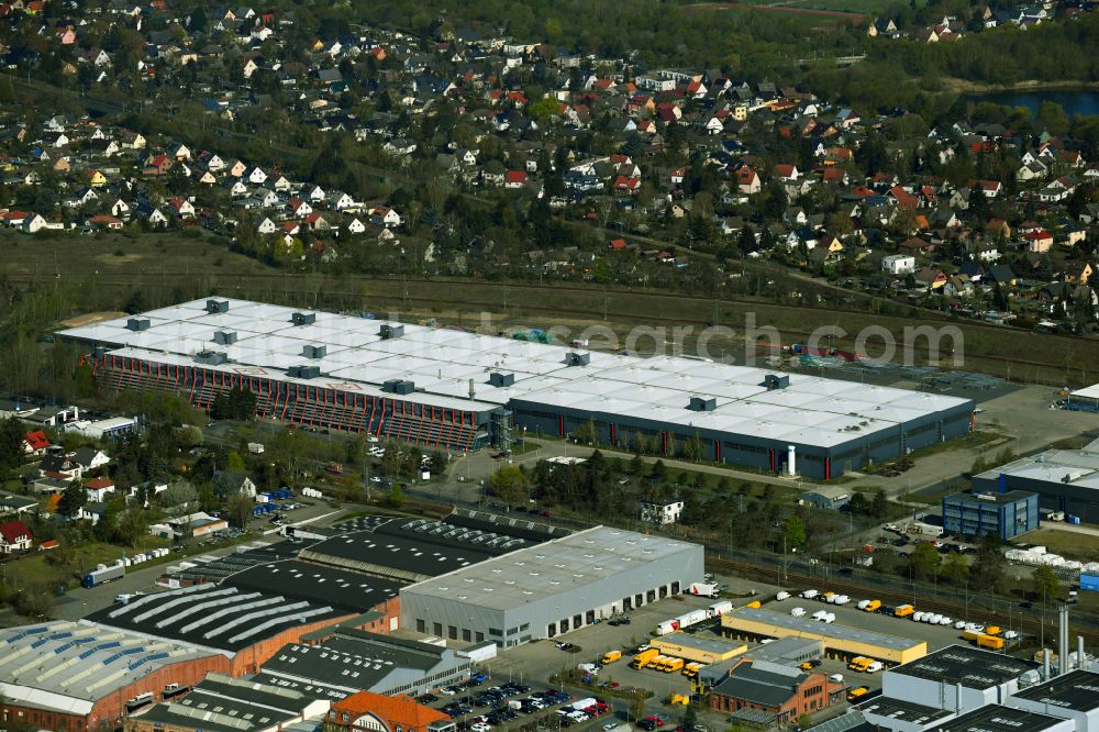 Berlin from above - Building complex and grounds of the logistics center of PROLOGIS on street Staakener Strasse in the district Spandau in Berlin, Germany