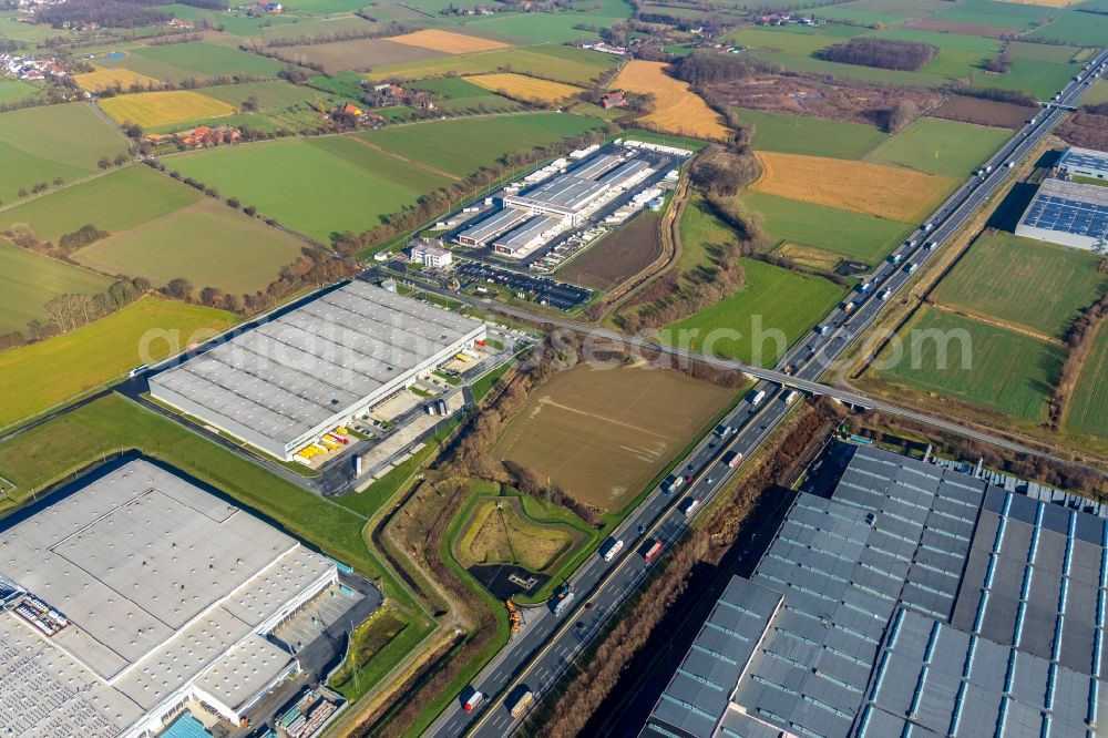 Aerial image Hamm - Building complex and grounds of the logistics center of ProLogis in Hamm in the state North Rhine-Westphalia, Germany