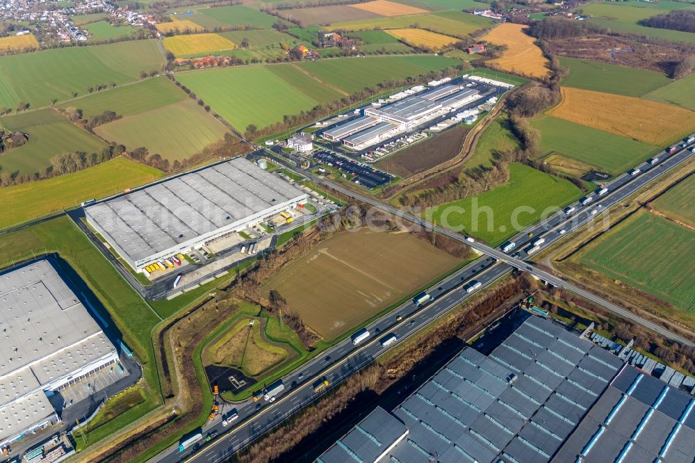 Hamm from above - Building complex and grounds of the logistics center of ProLogis in Hamm in the state North Rhine-Westphalia, Germany