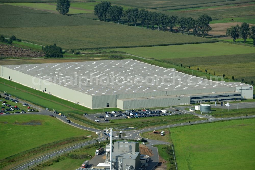 Aerial image Rieste - Building complex and grounds of the logistics center der PSA Peugeot Citroën in the industrial area Niedersachsenpark in Rieste in the state Lower Saxony