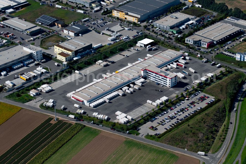 Aerial photograph Ilsfeld - Building complex and grounds of the logistics center of Schenker Deutschland AG at the Robert-Kohlhammer-Strasse in Ilsfeld in the state Baden-Wurttemberg, Germany