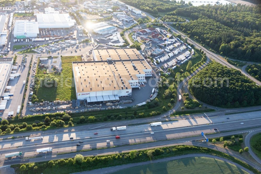 Karlsdorf-Neuthard from above - Building complex and grounds of the logistics center von Simon Hegele Gesellschaft fuer Logistik and Service mbH in Karlsdorf-Neuthard in the state Baden-Wurttemberg, Germany