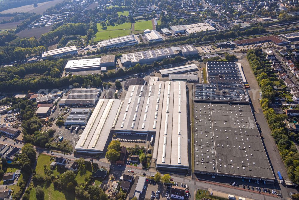 Holzwickede from above - Building complex and grounds of the logistics center on Stehfenstrasse with several company settlements in the district Brackel in Holzwickede in the state North Rhine-Westphalia, Germany