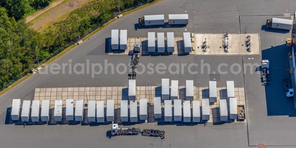 Herne from the bird's eye view: Building complex and grounds of the logistics center UPS Depot Herne-Boernig on Strasse Friedrich of Grosse in Herne in the state North Rhine-Westphalia, Germany