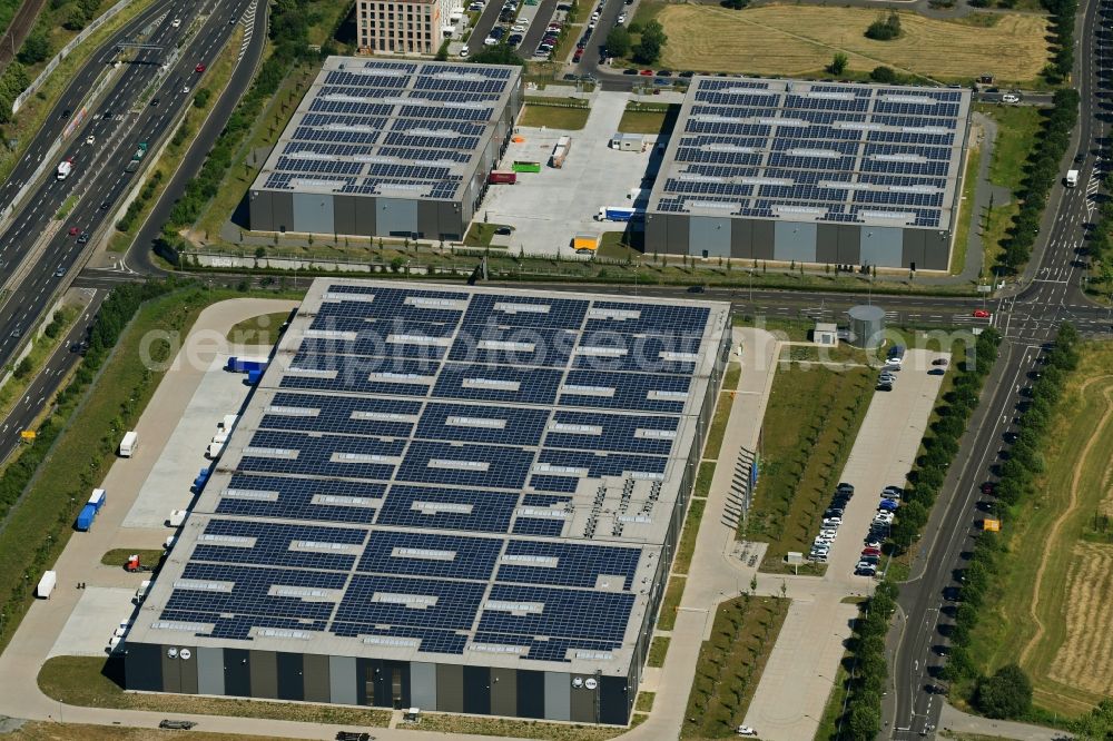 Aerial photograph Leipzig - Building complex and grounds of the logistics center of USM operations gmbh and FMS Field Marketing + Sales Services GmbH Alte Duebener Landstrasse in the district Wiederitzsch in Leipzig in the state Saxony, Germany