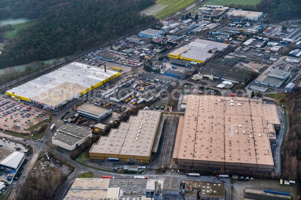 Aerial image Dorsten - Building complex and grounds of the logistics center of van Eupen Logistik GmbH & Co. KG on Rudolf-Diesel-Strasse in Dorsten in the state North Rhine-Westphalia, Germany