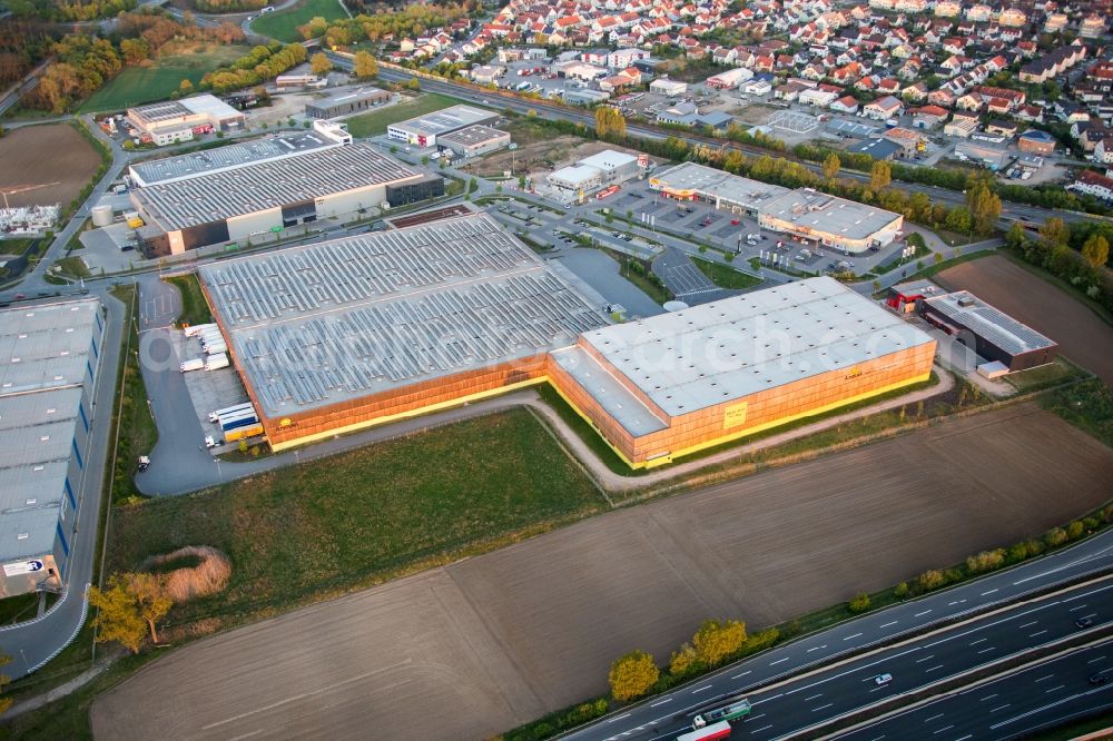 Aerial photograph Lorsch - Building complex and grounds of the logistics center of Verteilzentrums von Alnatura in Lorsch in the state Hesse, Germany