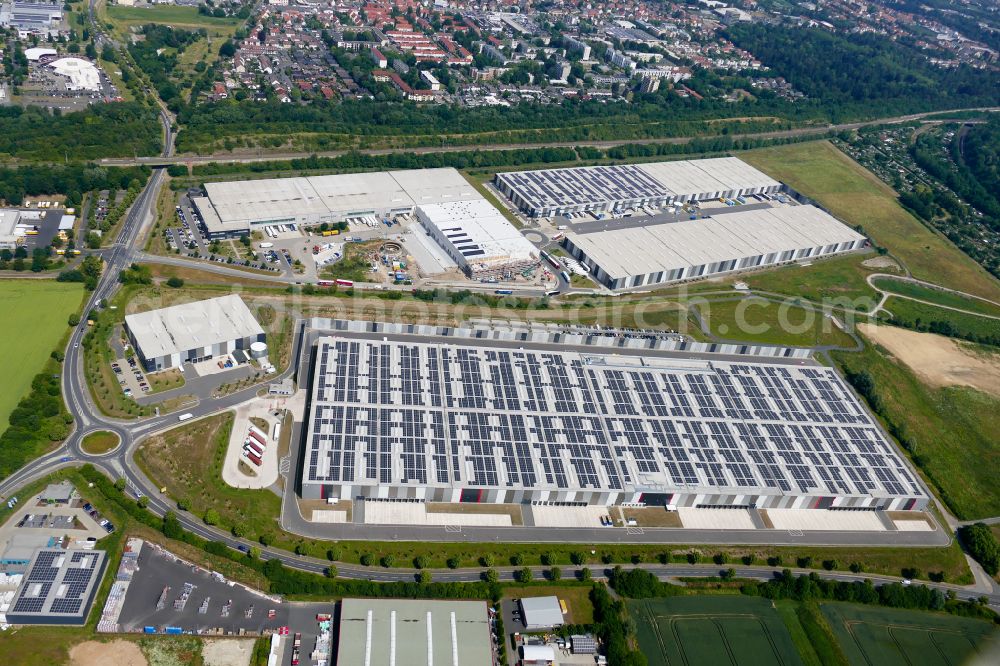 Aerial image Göttingen - Building complex and grounds of the logistics center VGP-Park in the district Leineberg in Goettingen in the state Lower Saxony, Germany