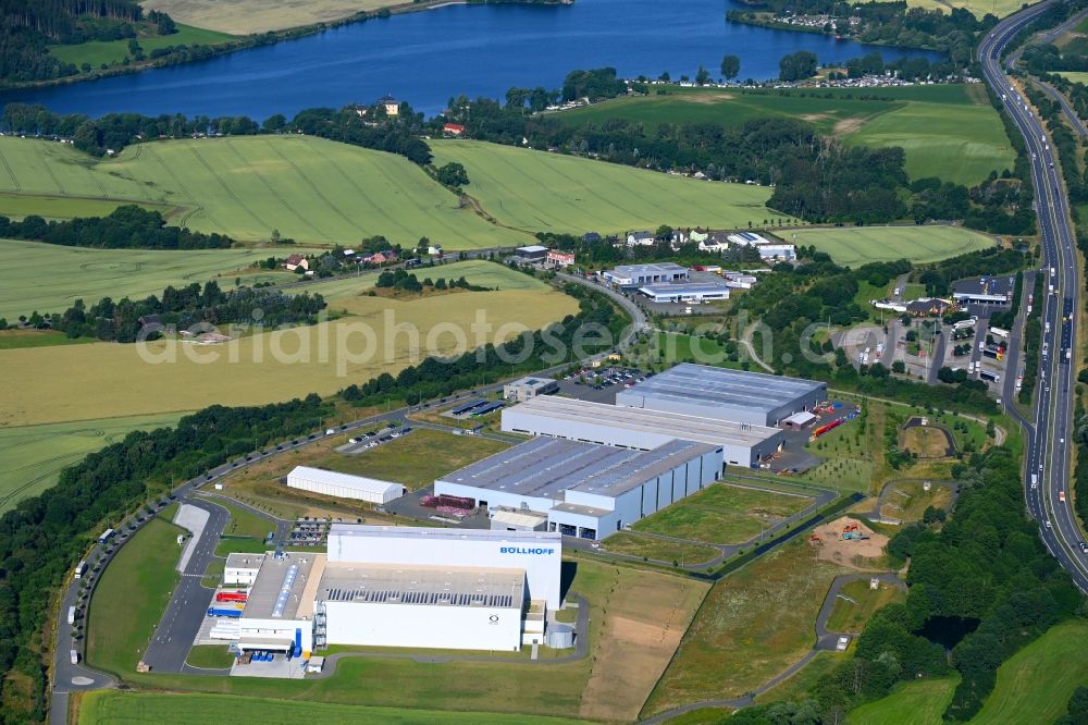 Oelsnitz/Vogtl. from the bird's eye view: Building complex and grounds of the logistics center of Wilhelm Boellhoff GmbH & Co. KG in Oelsnitz/Vogtl. in the state Saxony, Germany