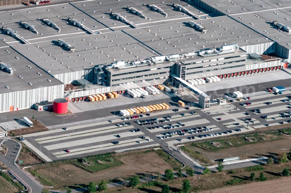 Lahr/Schwarzwald from the bird's eye view: Building complex and grounds of the logistics center of Zalando Logistics Sued SE & Co. KG on Einsteinallee in Lahr/Schwarzwald in the state Baden-Wurttemberg, Germany