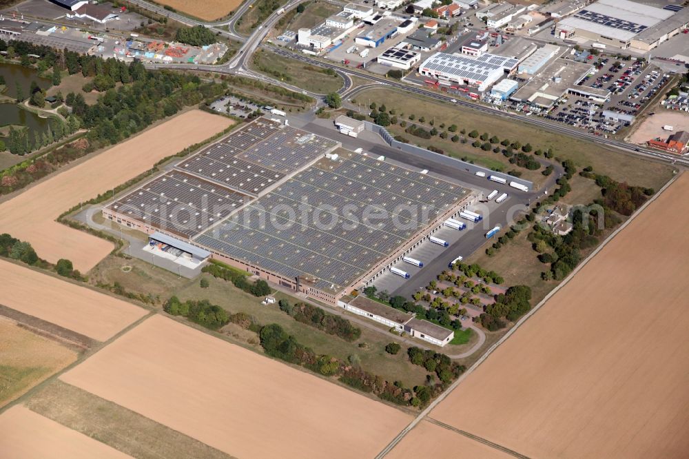 Aerial image Bingen am Rhein - Building complex and grounds of the logistics center and central storage of ALDI (south) Ltd. & Co KG in Bingen am Rhein in the state Rhineland-Palatinate