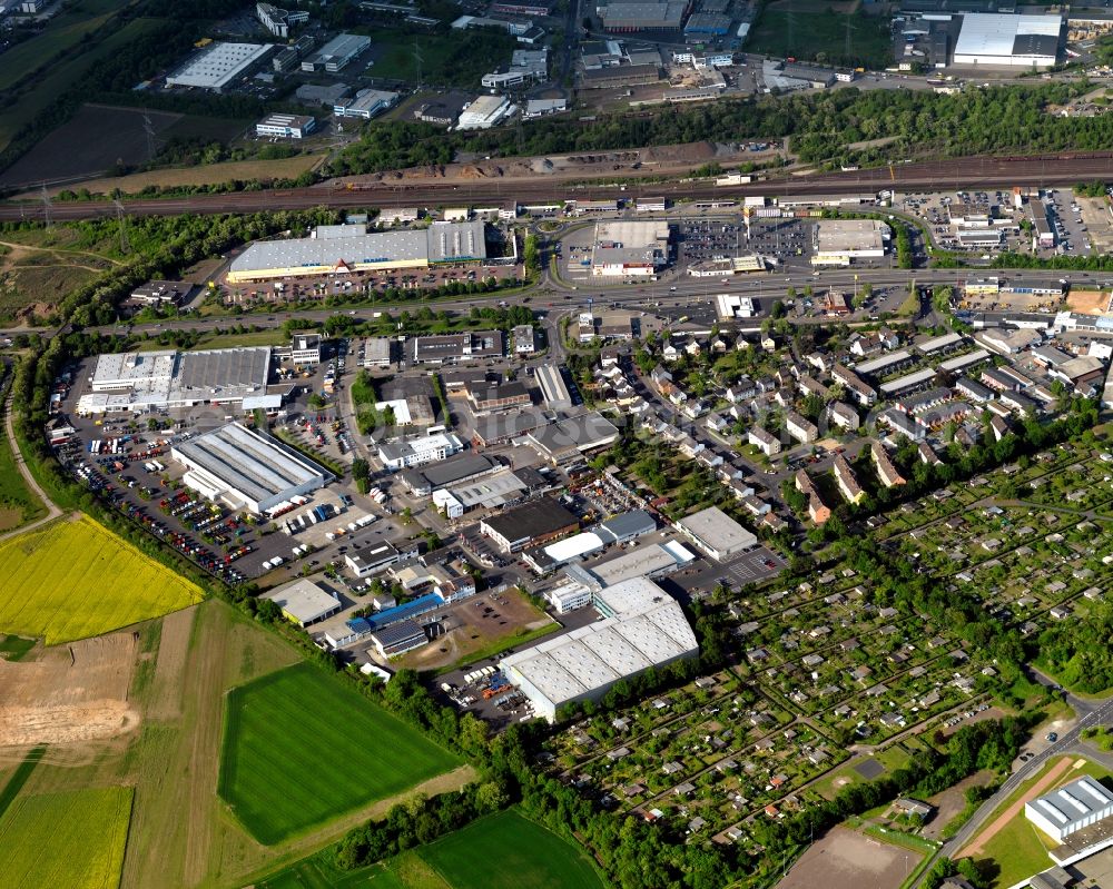 Aerial image Koblenz, Metternich - Complex of buildings in the industrial area in Koblenz, Metternich in the state Rhineland-Palatinate