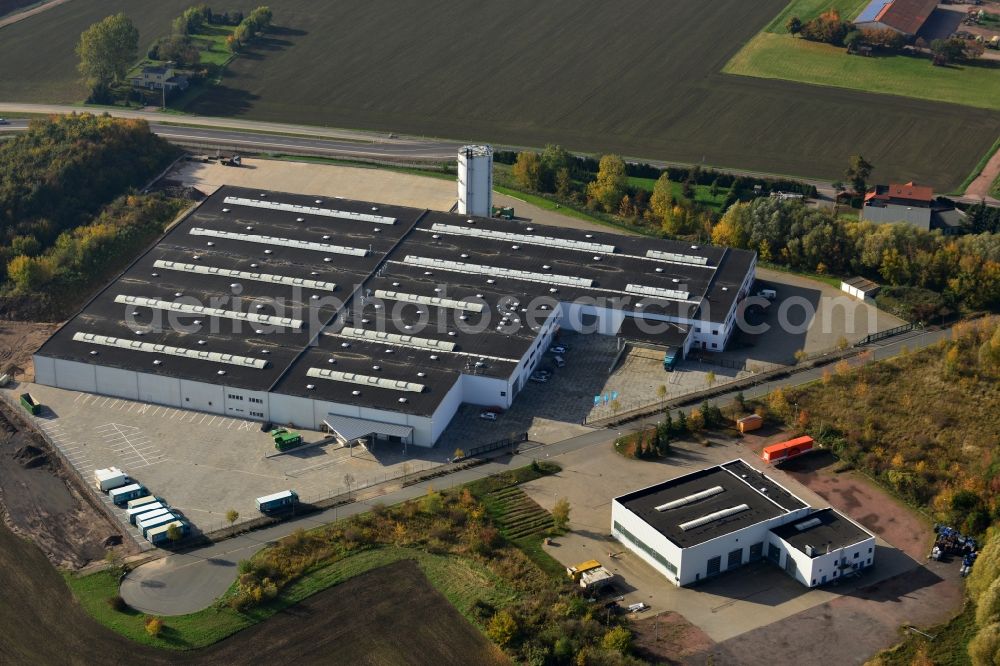 Köthen from above - Complex of buildings in the commercial area in Cöthen in Saxony-Anhalt