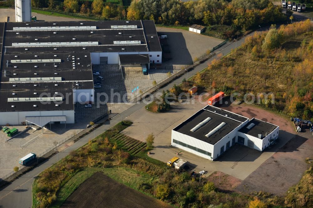 Aerial image Köthen - Complex of buildings in the commercial area in Cöthen in Saxony-Anhalt