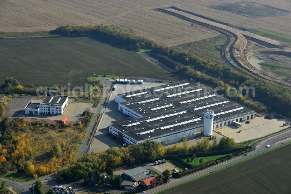 Köthen from above - Complex of buildings in the commercial area in Cöthen in Saxony-Anhalt