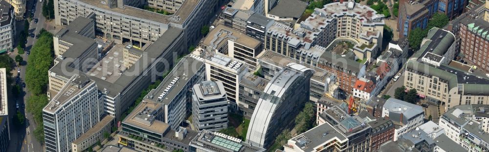 Hamburg from above - Building complex of Google Hamburg office and commercial district on the ABC-Straße in Hamburg