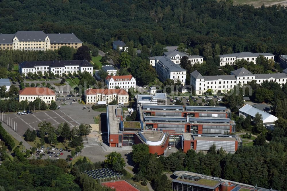 Dresden from the bird's eye view: Building complex of the Graf-Stauffenberg-Kaserne - Offizierschule of the German Army in Dresden in the state Saxony