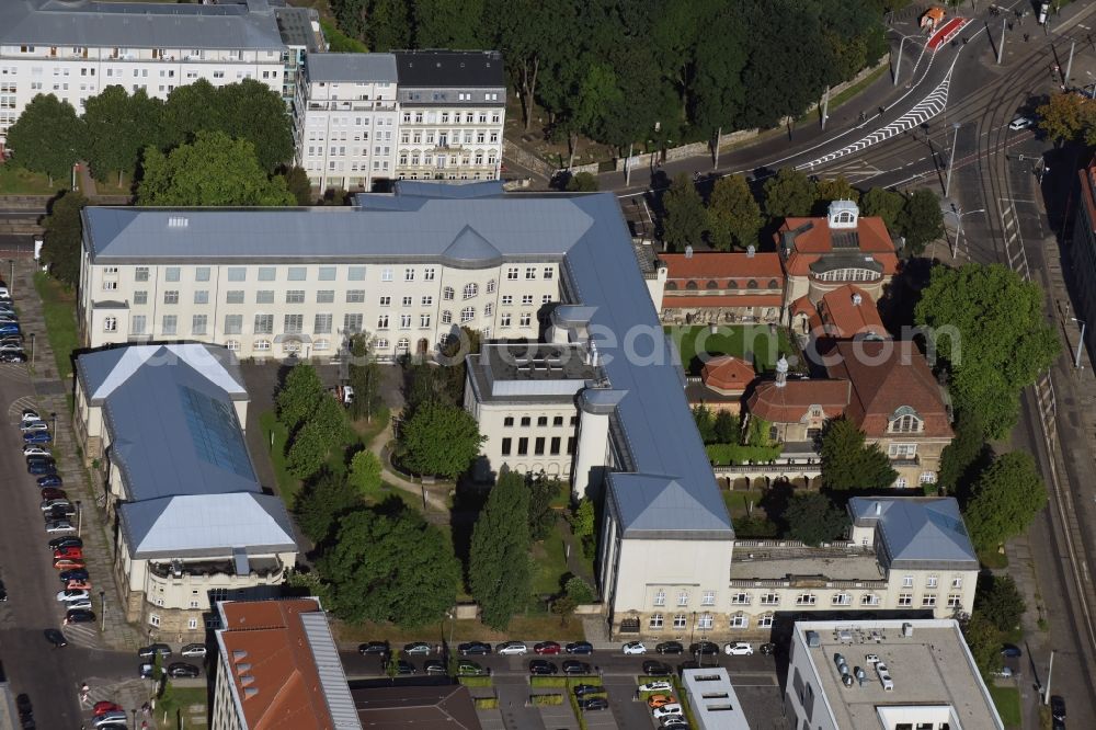 Aerial image Dresden - Building complex of the university fuer Bildende Kuenste Dresden in the Guentzstrasse in Dresden in the state Saxony