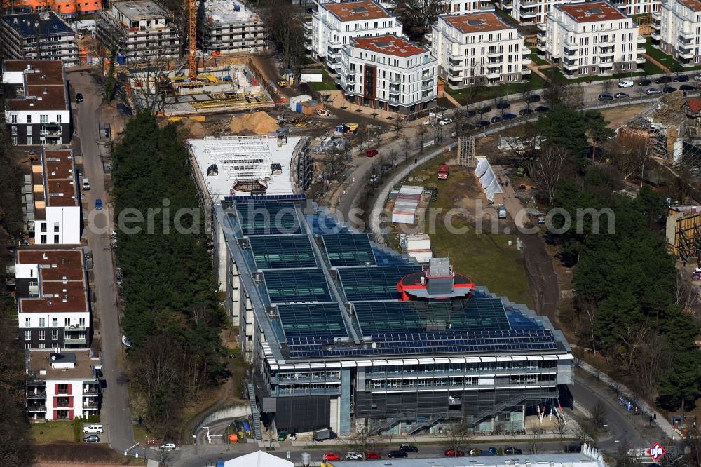 Aerial image Potsdam - Building complex of the university - Filmuniversitaet Babelsberg Konrad Wolf on Marlene-Dietrich-Allee in the district Babelsberg in Potsdam in the state Brandenburg