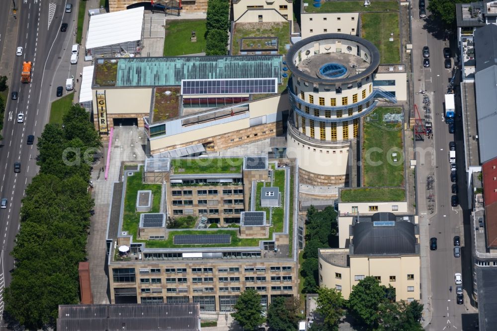 Stuttgart from above - building complex of the university HMDK Staatliche Hochschule fuer Musik and Darstellende Kunst in Stuttgart in the state Baden-Wurttemberg, Germany