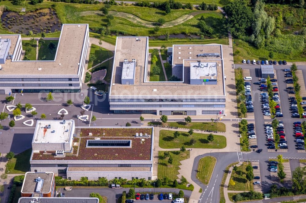 Lippstadt from above - Building complex of the university Hochschule Hamm-Lippstadt at the Campus Lippstadt on Dr.-Arnold-Hueck-Strasse in Lippstadt in the state North Rhine-Westphalia, Germany