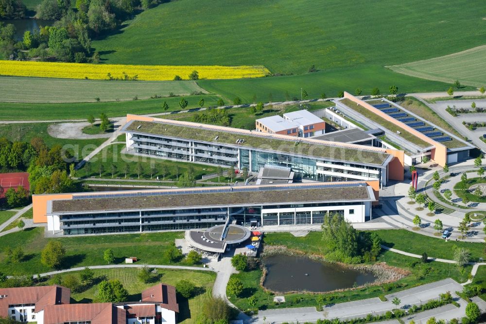 Aerial photograph Hof - Building complex of the university Hochschule Hof on Alfons-Goppel-Platz in Hof in the state Bavaria, Germany