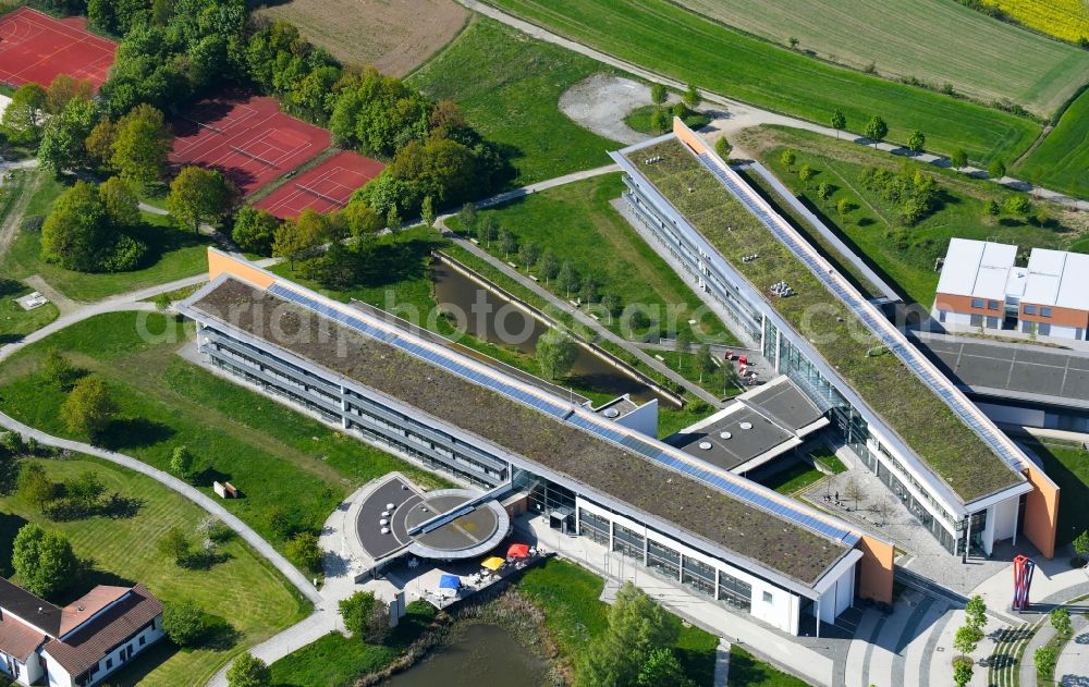 Hof from above - Building complex of the university Hochschule Hof on Alfons-Goppel-Platz in Hof in the state Bavaria, Germany