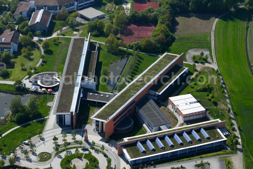 Hof from the bird's eye view: Building complex of the university Hochschule Hof on Alfons-Goppel-Platz in Hof in the state Bavaria, Germany