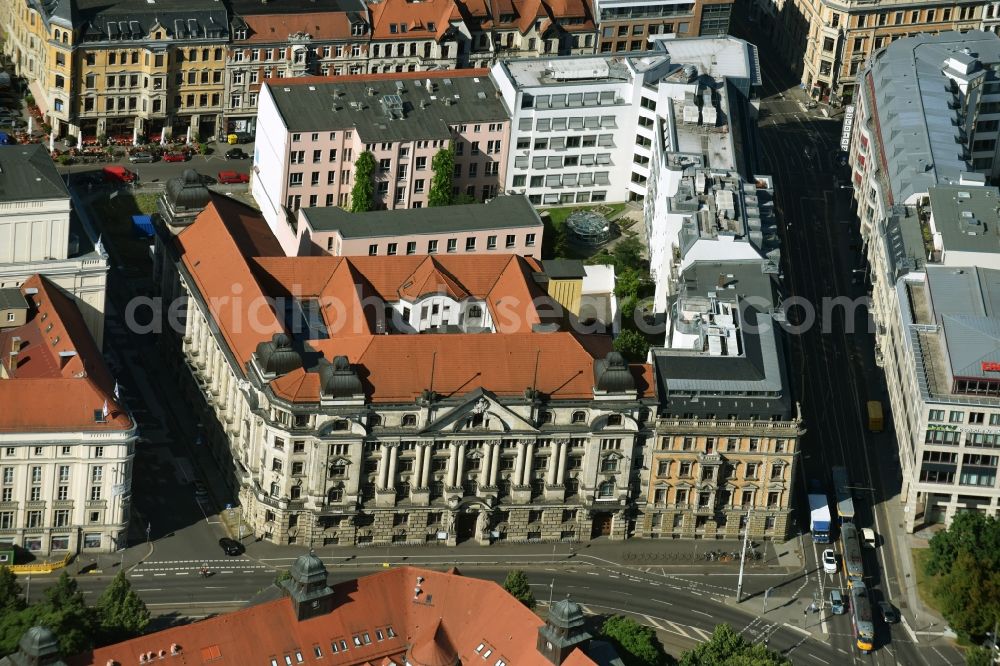 Leipzig from the bird's eye view: Building complex of the university Hochschule fuer Musik und Theater Felix Mendelssohn Bartholdy, House Dittrichring in Leipzig in the state Saxony