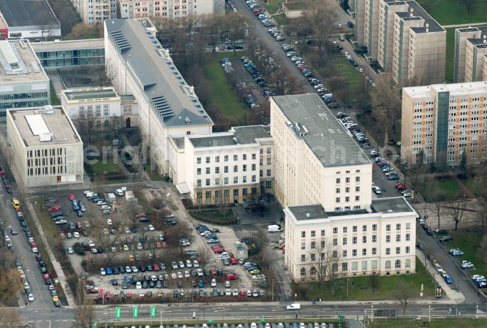 Dresden from the bird's eye view: Building complex of the university HTW in Dresden in the state Saxony