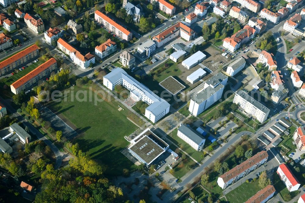 Aerial photograph Meißen - Building complex of the university Meissen (FH) and Fortbildungszentrum in Meissen in the state Saxony, Germany