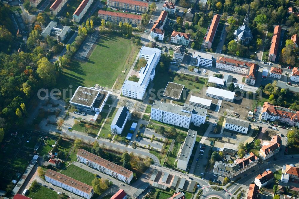 Aerial image Meißen - Building complex of the university Meissen (FH) and Fortbildungszentrum in Meissen in the state Saxony, Germany