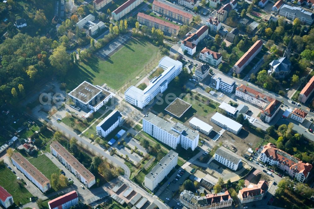 Aerial photograph Meißen - Building complex of the university Meissen (FH) and Fortbildungszentrum in Meissen in the state Saxony, Germany