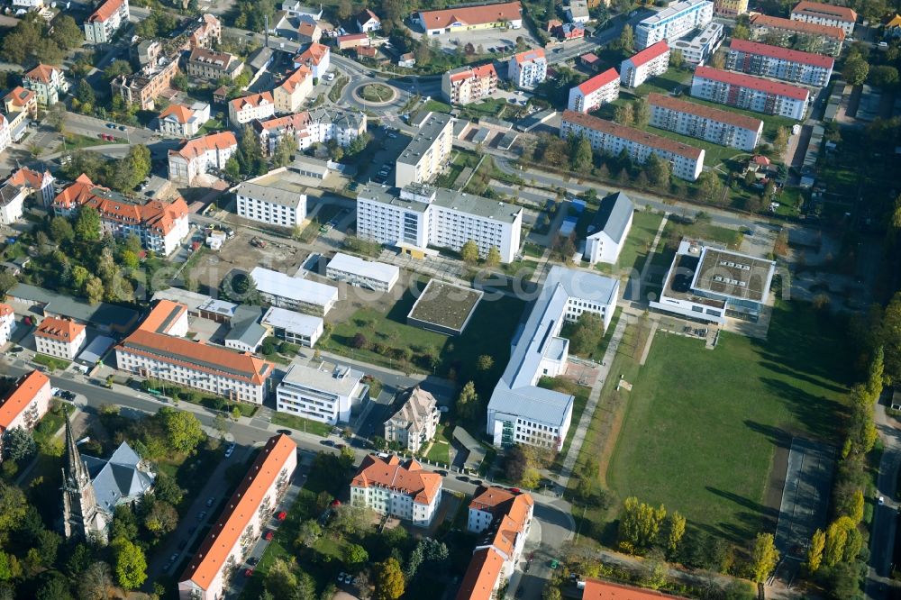 Aerial image Meißen - Building complex of the university Meissen (FH) and Fortbildungszentrum in Meissen in the state Saxony, Germany