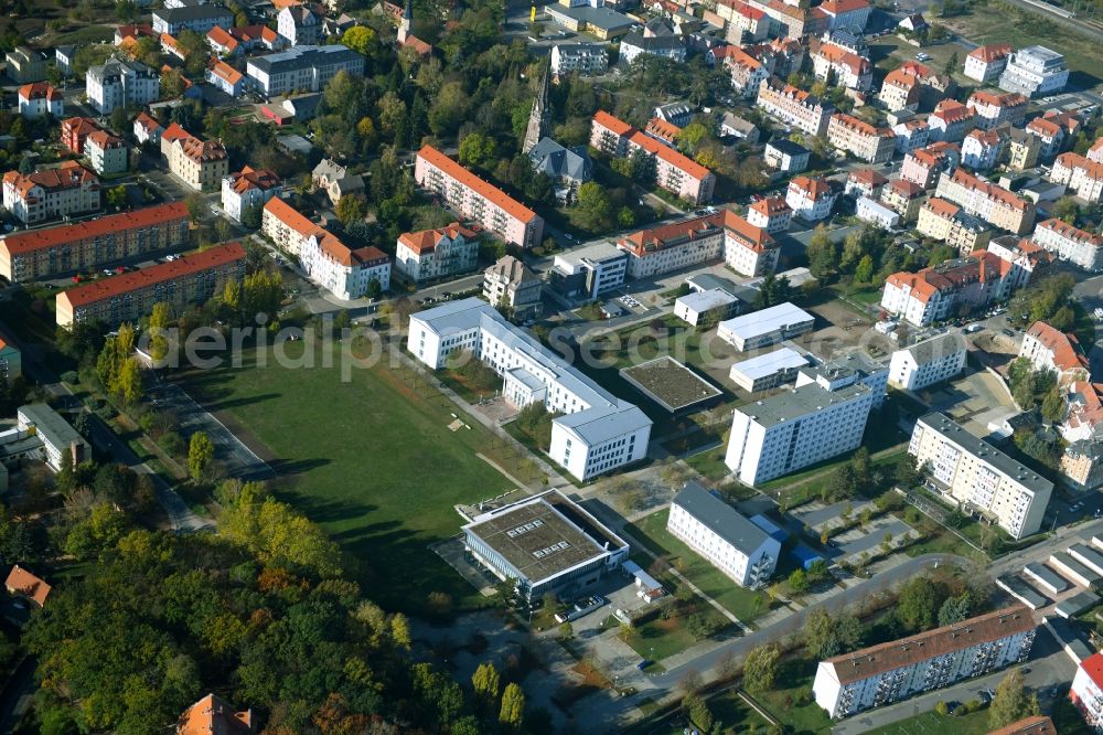 Meißen from the bird's eye view: Building complex of the university Meissen (FH) and Fortbildungszentrum in Meissen in the state Saxony, Germany