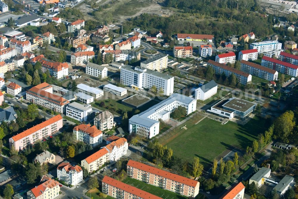 Meißen from above - Building complex of the university Meissen (FH) and Fortbildungszentrum in Meissen in the state Saxony, Germany