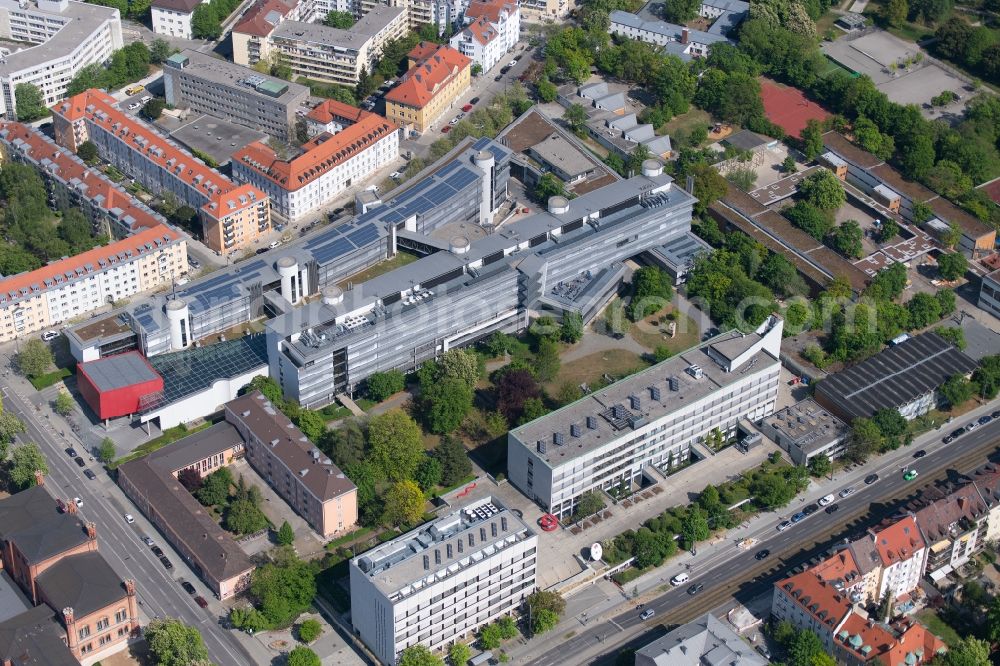 München from the bird's eye view: Building complex of the university Muenchen on Lothstrasse in the district Maxvorstadt in Munich in the state Bavaria, Germany