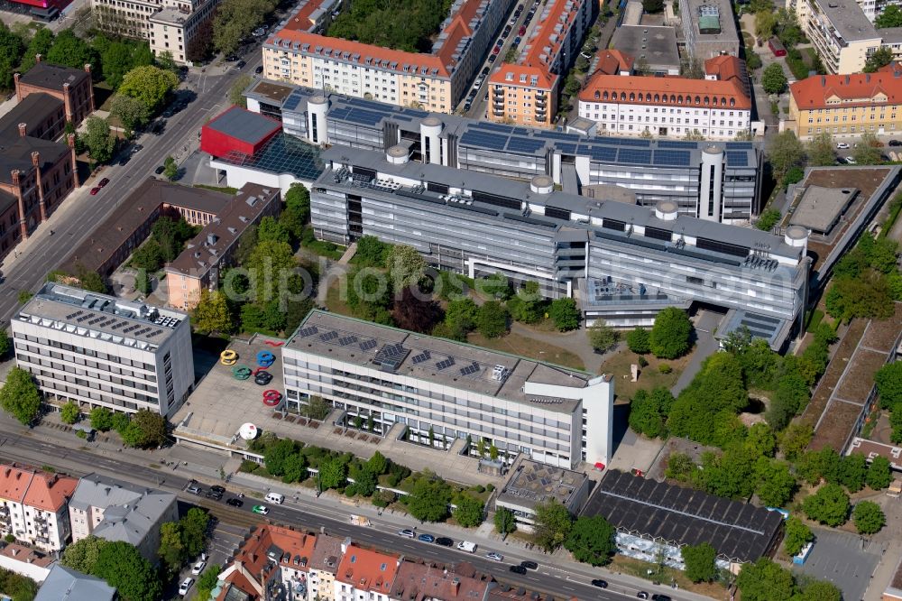 Aerial image München - Building complex of the university Muenchen on Lothstrasse in the district Maxvorstadt in Munich in the state Bavaria, Germany