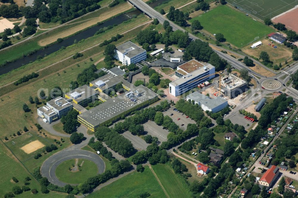 Offenburg from above - Building complex of the university in Offenburg in the state Baden-Wuerttemberg