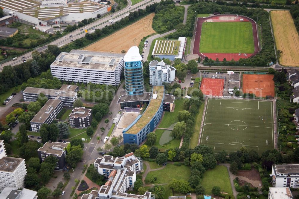 Heidelberg from the bird's eye view: Building complex of the university SRH Hochschule Heidelberg in Heidelberg in the state Baden-Wuerttemberg, Germany