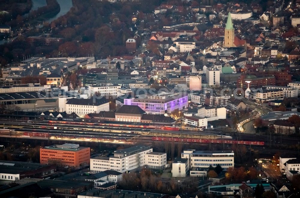 Hamm from the bird's eye view: Building complex of the university SRH Hochschule fuer Logistik and Wirtschaft on Platz of Deutschen Einheit in Hamm in the state North Rhine-Westphalia, Germany