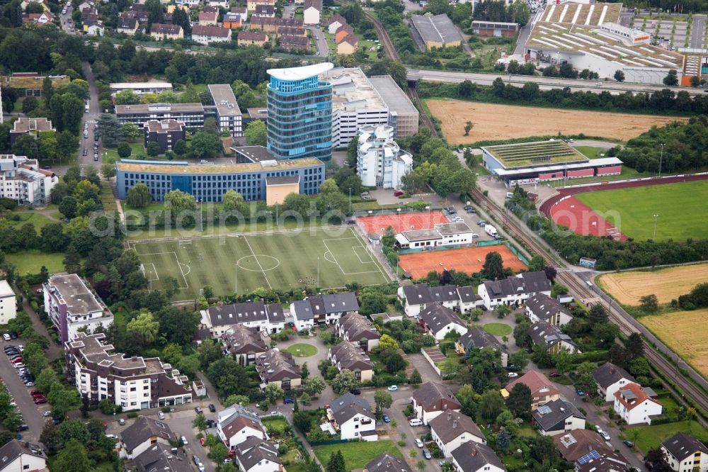 Heidelberg from above - Building complex of the university SRH in the district Wieblingen in Heidelberg in the state Baden-Wuerttemberg, Germany